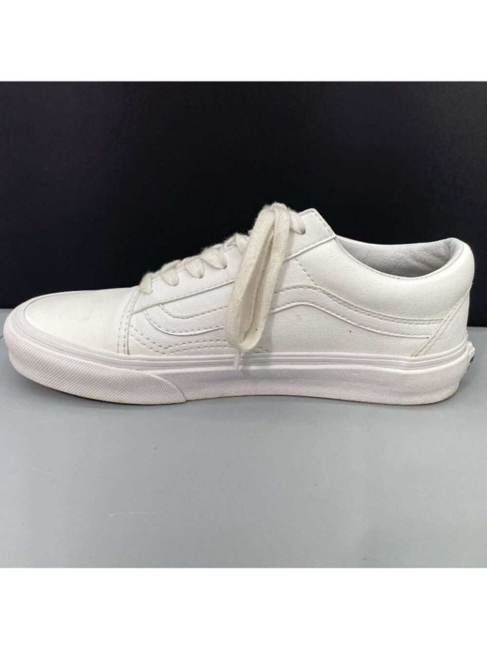Vans Old Skool Sneakers Shoes Athletic Leather White Womens 7 - Picture 11 of 13